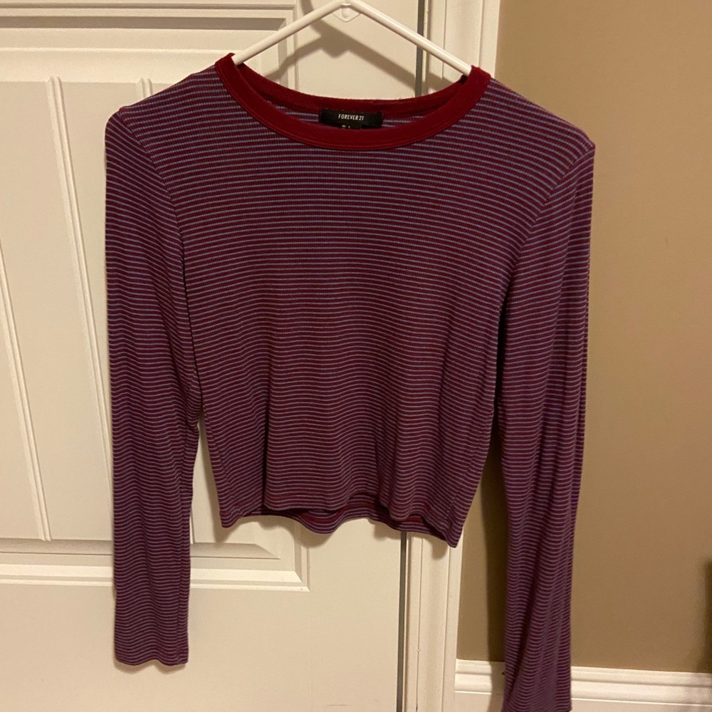 Forever 21 blue and red striped shirt size large